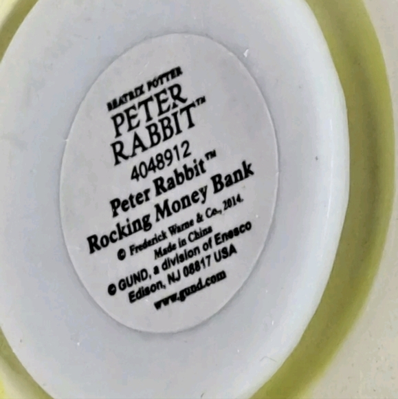 Gund Peter Rabbit Ceramic Rocking Bank - NIB - Picture 7 of 7